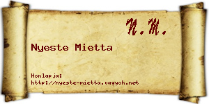 Nyeste Mietta névjegykártya